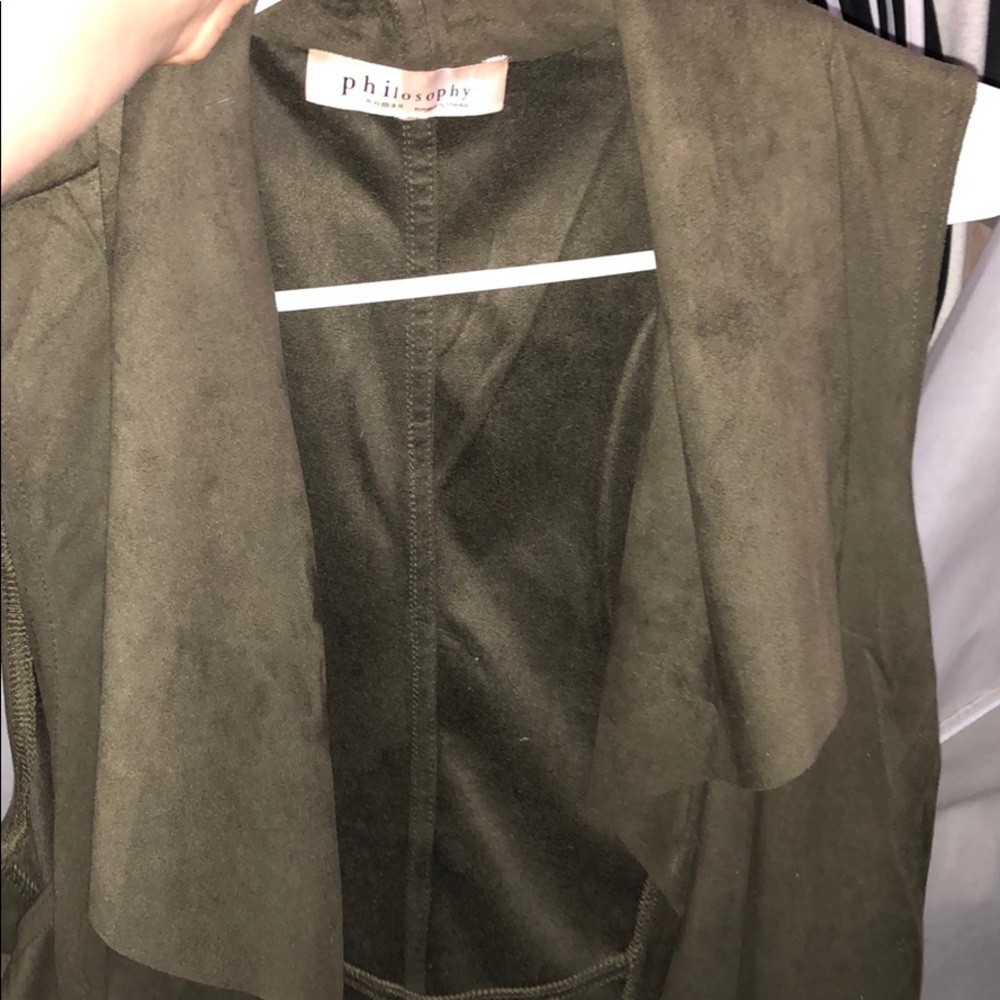 Olive green suede vest